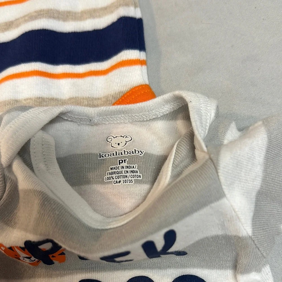 Koala Kids - NWOT - Grey and Blue short sleeve Bodysuits with Playful Patterns - Picture 2 of 2